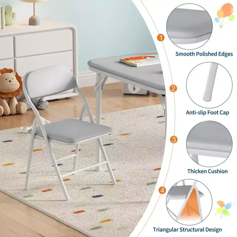 Set Tavolo e Sedie Pieghevoli, Set Tavolo e Sedie per Bambini e Bambine per Sala da Pranzo, Asilo Nido, Aule