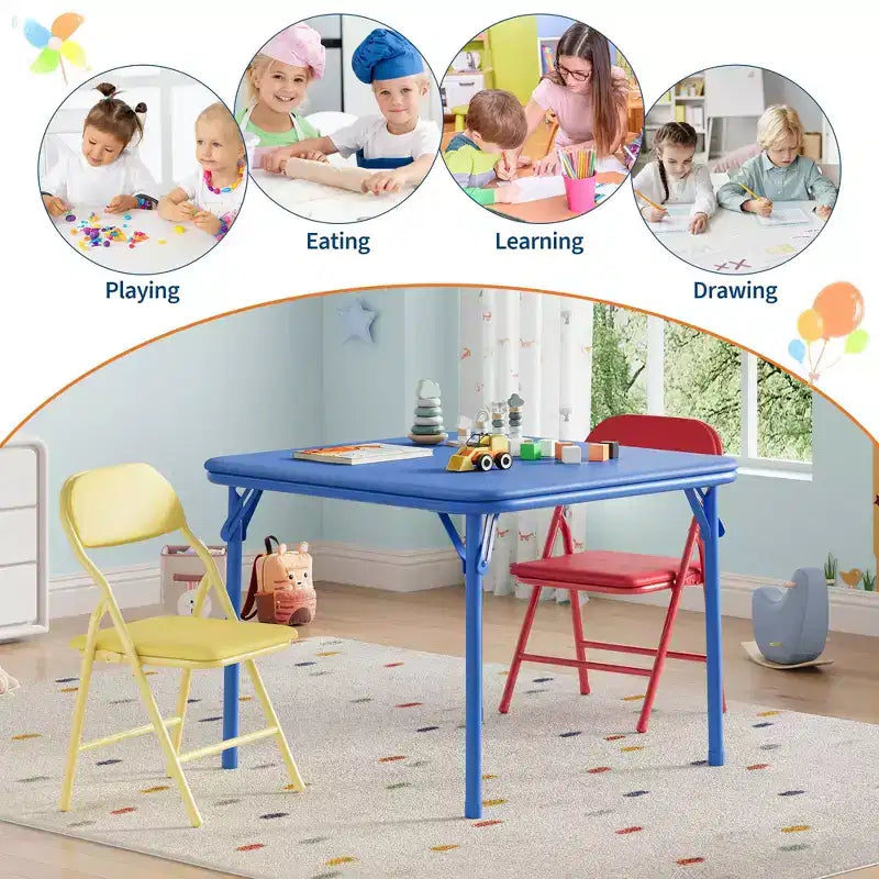 Set Tavolo e Sedie Pieghevoli, Set Tavolo e Sedie per Bambini e Bambine per Sala da Pranzo, Asilo Nido, Aule