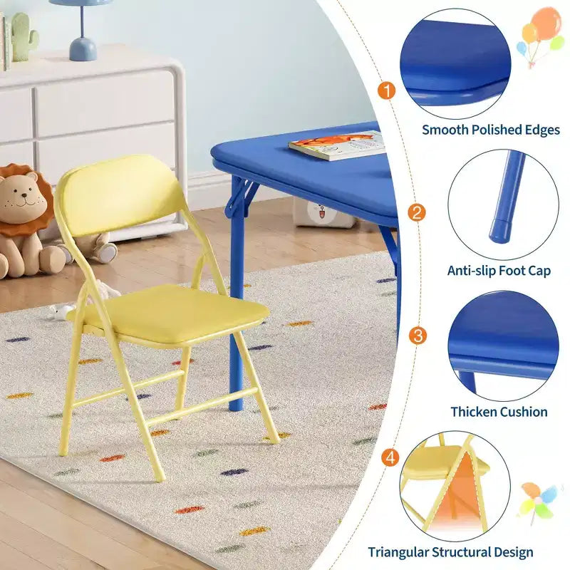 Set Tavolo e Sedie Pieghevoli, Set Tavolo e Sedie per Bambini e Bambine per Sala da Pranzo, Asilo Nido, Aule