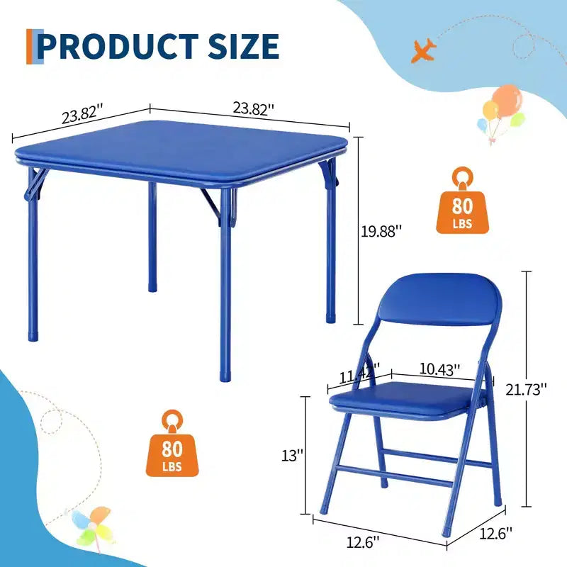 Set Tavolo e Sedie Pieghevoli, Set Tavolo e Sedie per Bambini e Bambine per Sala da Pranzo, Asilo Nido, Aule