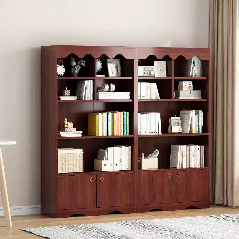 5 Tier Wooden Floor Standing Bookcase, 63 Inch High Display Storage Cabinet, Self Standing Bookcase, Home Office, Study Room, Kitchen